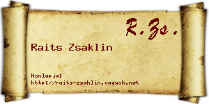 Raits Zsaklin névjegykártya